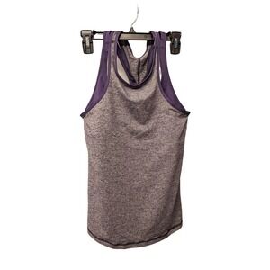 LULULEMON Size 10 Tank Top Workout Gym Heathered Racerback‎ Strappy Built In Bra